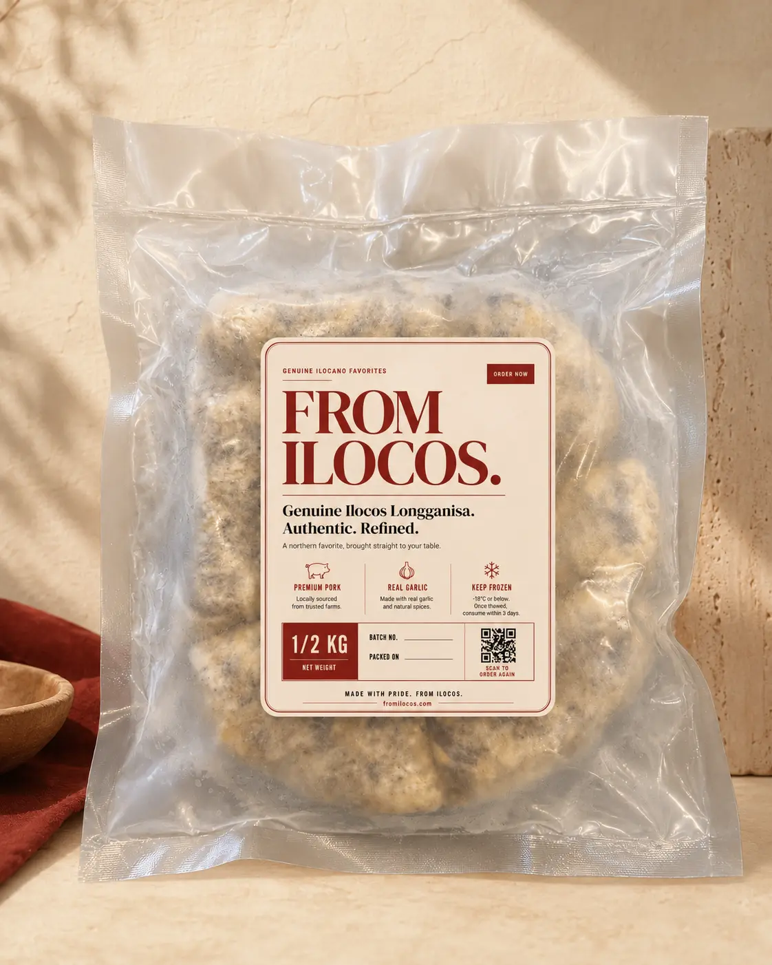 Actual vacuum-sealed FROM ILOCOS longganisa pack